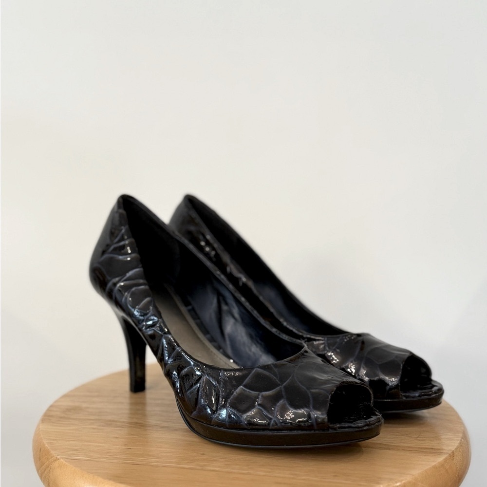 Alex Marie Navy Peep-Toe Heels